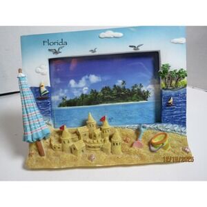 Florida Beach Sandcastle Photo Frame 5 Inch Photo Display Beach Scene